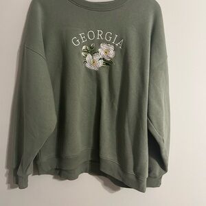 Green Georgia Sweatshirt with Floral Design